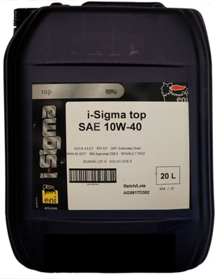 Масло моторное Eni I-SIGMA TOP 10W-40 20л ENI ENI10W40ISIGMATOP20