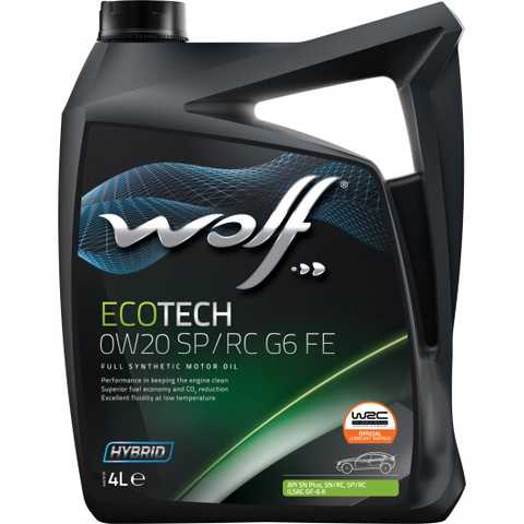 Масло моторное Wolf Вольф EcoTech SP/RC G6 FE 0W-20 4л 161534 WOLF 161534
