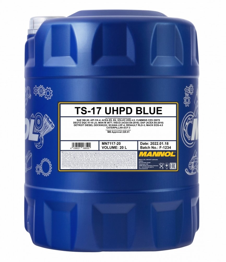 Масло моторное Mannol TS-17 UHPD Blue 5W-30 20 л MANNOL 56706