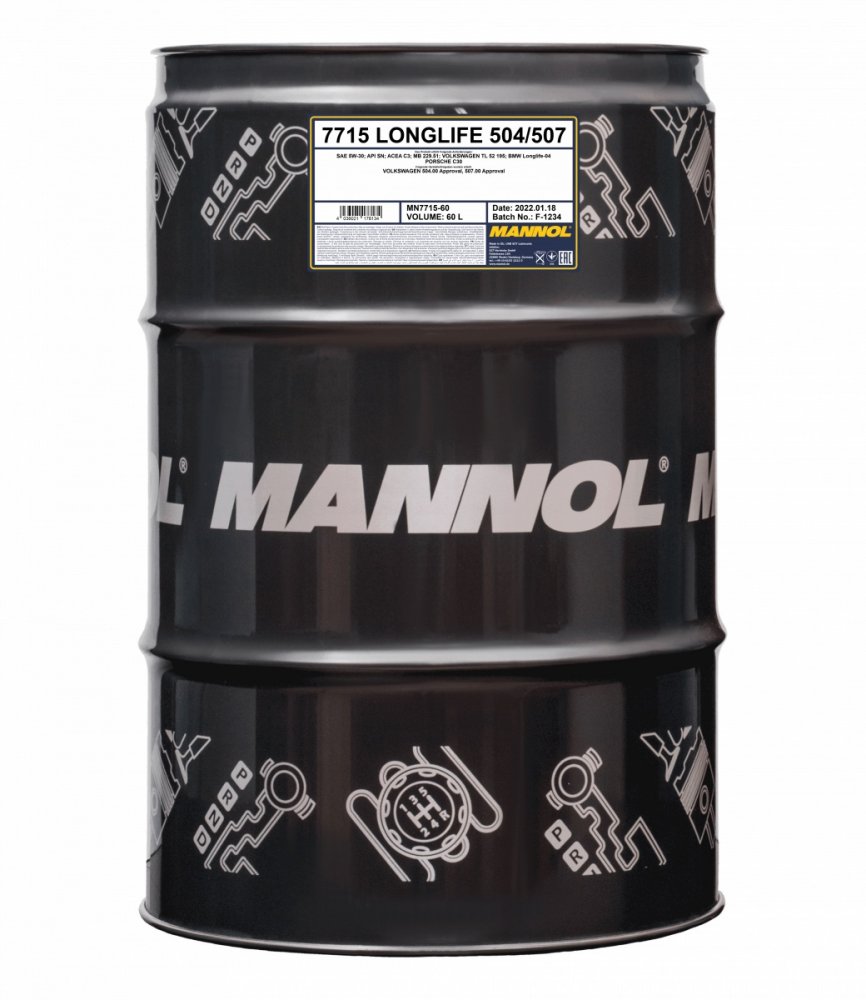 Масло моторное Mannol 7715 Longlife 504/507 5W-30 60 л MANNOL 99669