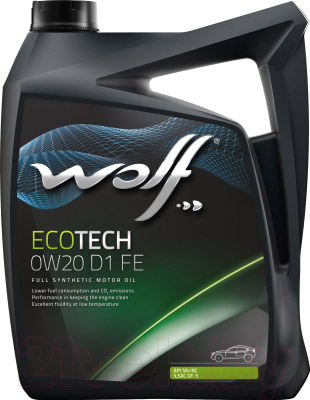 Масло моторное Wolf Вольф EcoTech FE D1 0W-20 5л 161045 WOLF 161045