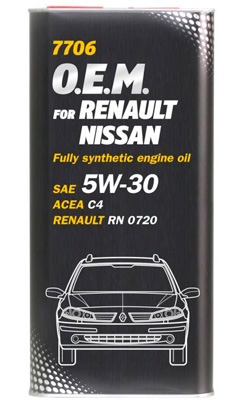 Масло моторное Mannol O.E.M for Renault Nissan 5W-30 C4 1л (metal) Mannol 52208