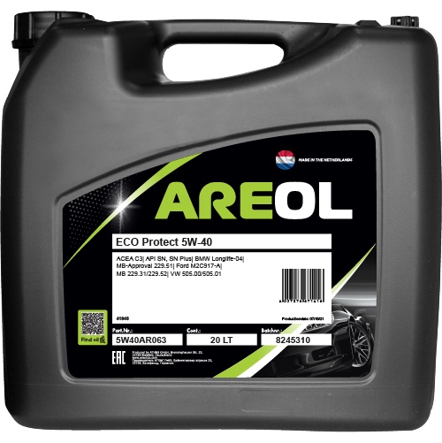 Масло моторное Areol ECO Protect 5W-40 20 л AREOL 5W40AR063