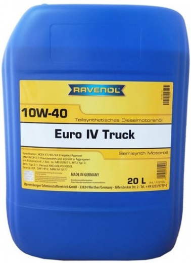 Моторное масло RAVENOL 4014835725928 EURO IV Truck 10W-40 20л RAVENOL 4014835725928