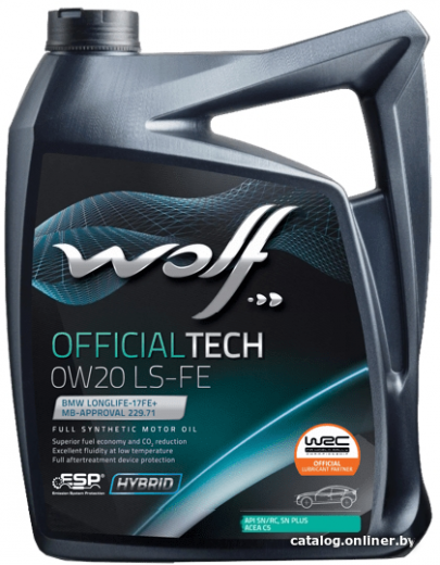 Масло моторное Wolf Вольф OfficialTech LS-FE 0W-20 656314 4 л WOLF 656314