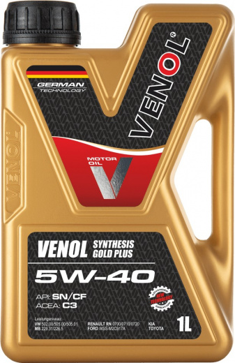 Масло моторное Venol Gold Plus 5W-40 SN/CF 1 л VENOL 217001