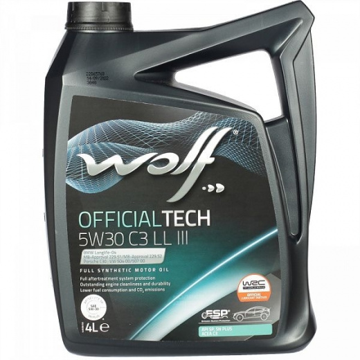 Масло моторное Wolf Вольф OfficialTech C3 LL III 5W-30 4л 656444 WOLF 656444