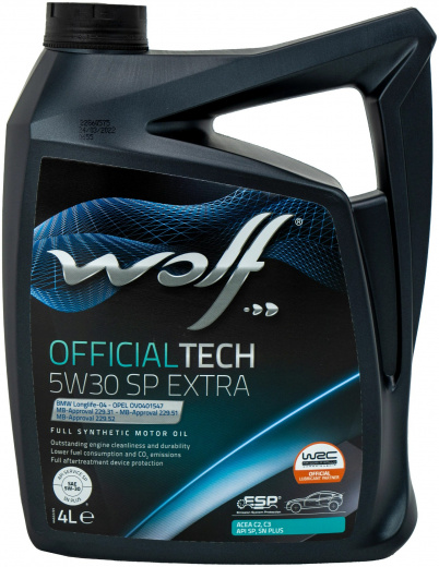 Масло моторное Wolf Вольф OfficialTech C3 SP Extra 5W-30 656484 4 л WOLF 656484